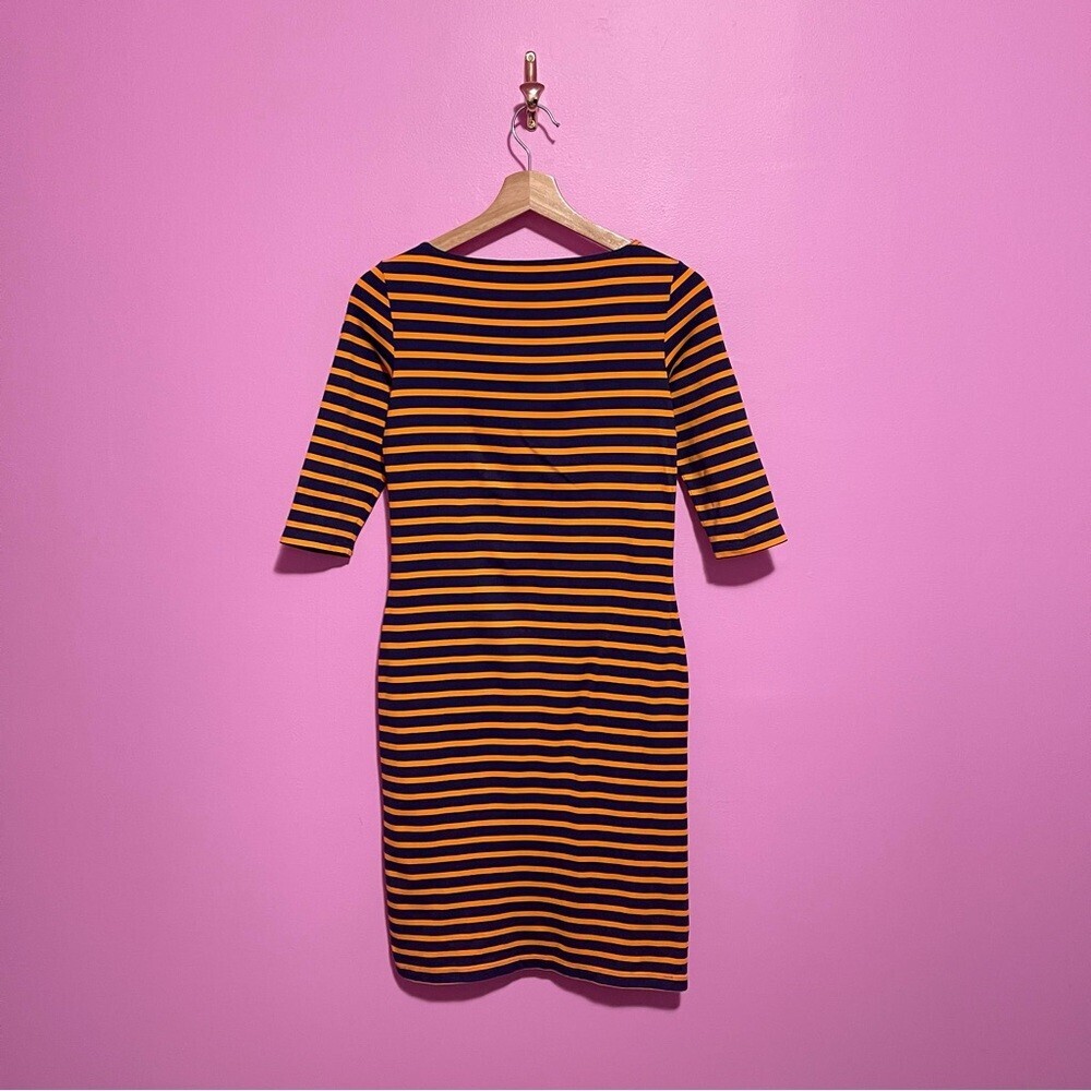 Saint James Propriano Stripe Dress US‎ 4 Navy Orange 3/4 Sleeve - Picture 9 of 11